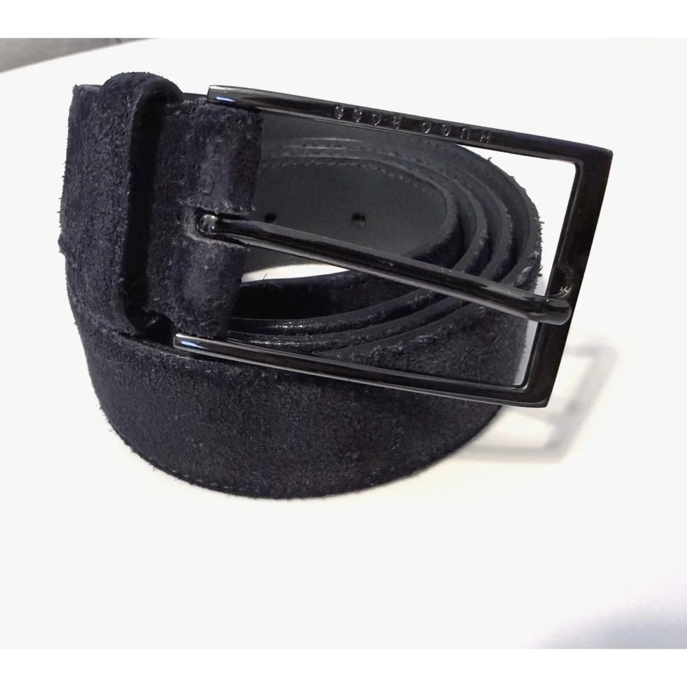 Hugo Boss Men's Genuine Blue Leather Belt Pin Buckle